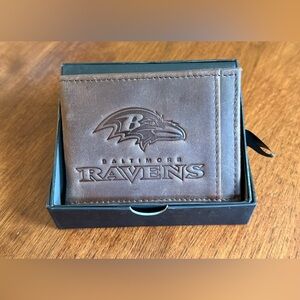 Baltimore Ravens Brown Bifold Leather Wallet NFL new